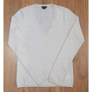 Theory Marina C Cashmere V-Neck Pullover Sweater Cream Ivory Size S/P